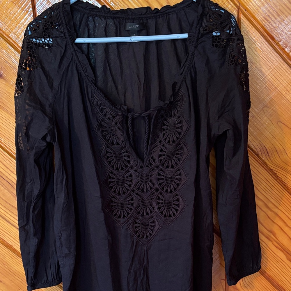 Black Crochet Detail Tunic Top